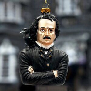 New Edgar Allan Poe Raven Glass Christmas Ornament (USA)